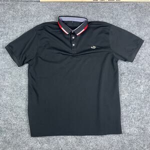 Cartelo Polo Shirt Mens 2XL Black Red White Collar Cotton Blend Short Sleeve